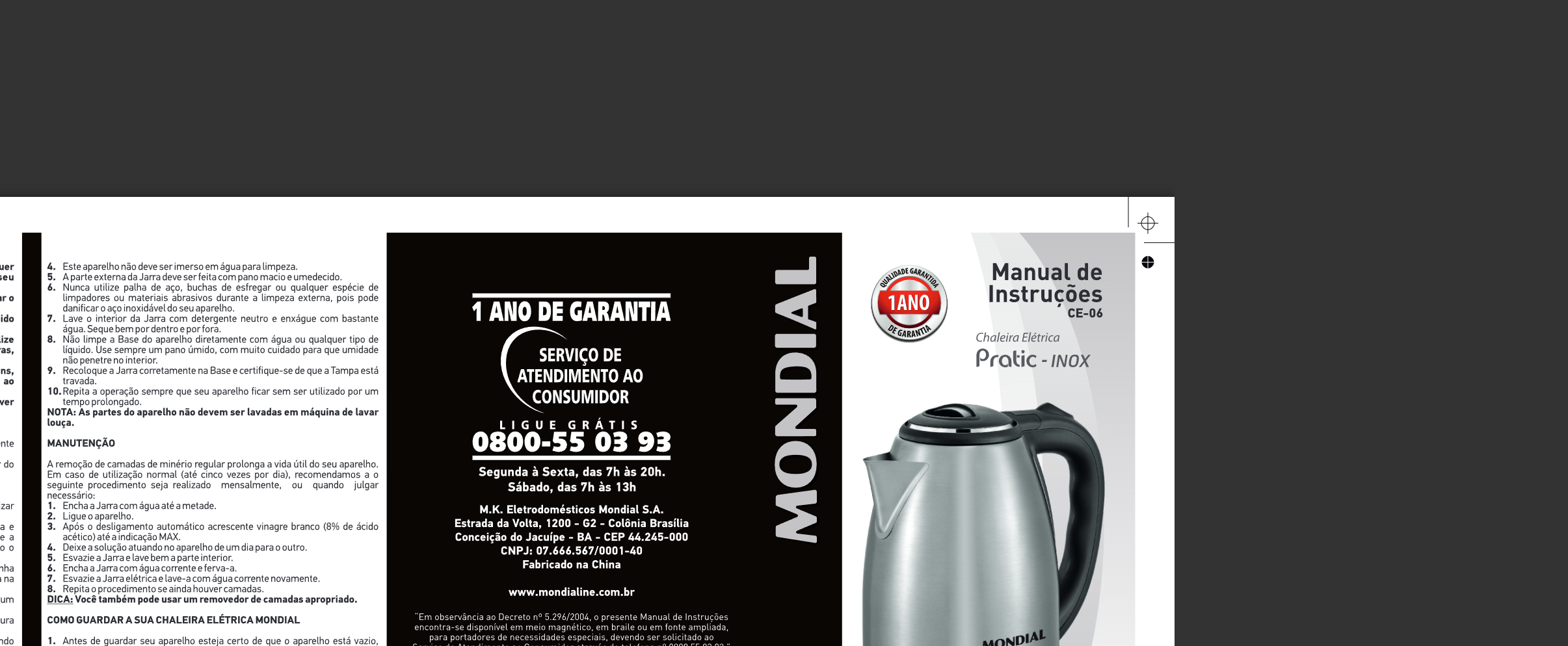 Mondial Chaleira Elétrica Mondial Pratic Inox CE-06