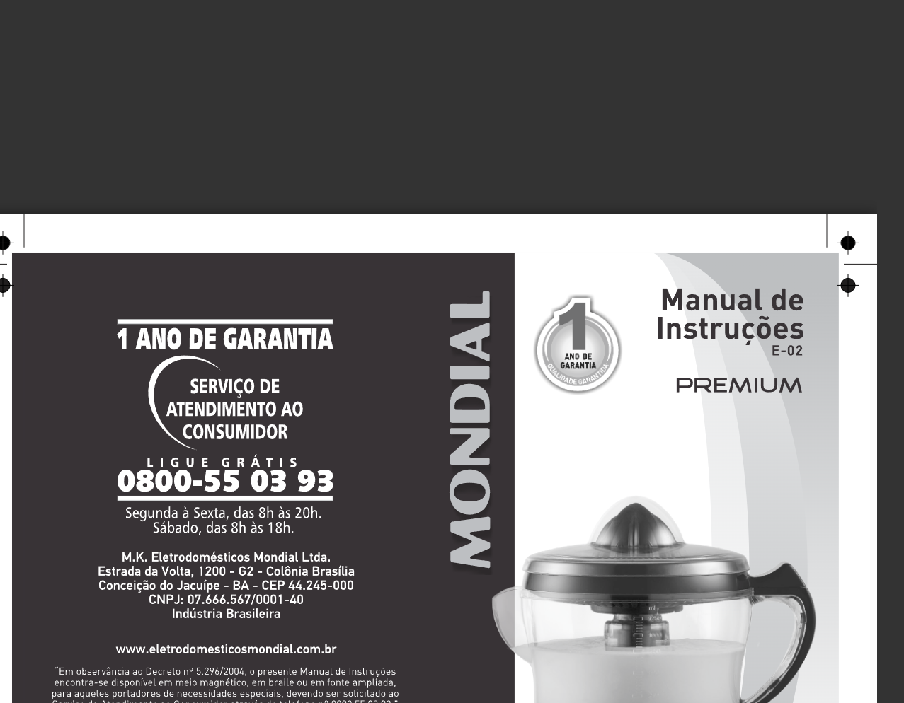 Mondial Espremedor de Frutas Mondial Turbo Citrus E-01