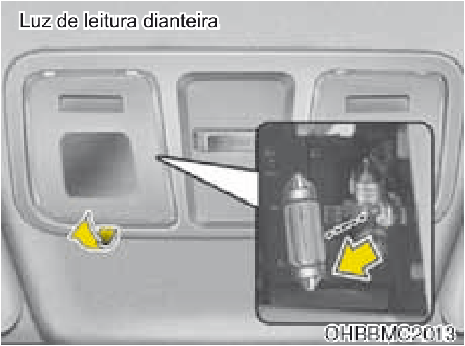 Substituição da lâmpada da luz indicadora... - Ilustração técnica do manual