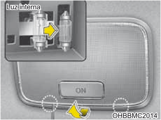 Substituição da lâmpada da luz indicadora... - Ilustração técnica do manual