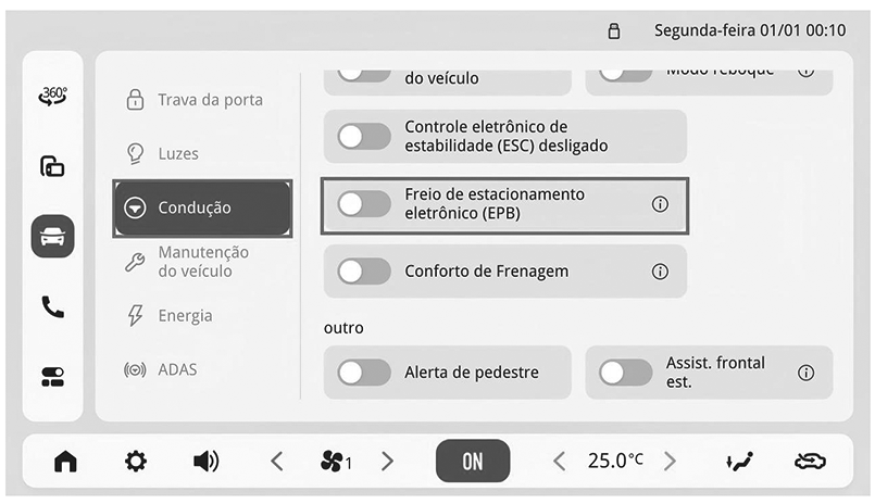 Liberação manual do freio de estacionamento - Figura do manual 124, Chevrolet Spark EUV