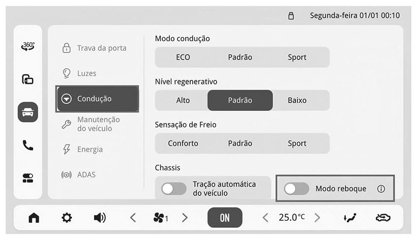 Ativar o Modo de reboque - Figura do manual 159, Chevrolet Spark EUV