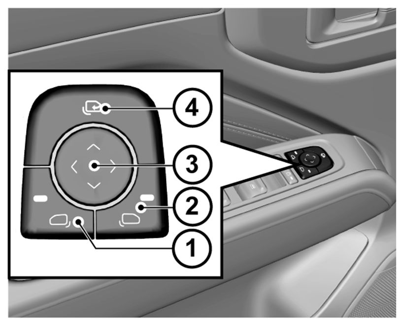 Ajuste elétrico do espelho retrovisor externo - Figura do manual 20, Chevrolet Spark EUV
